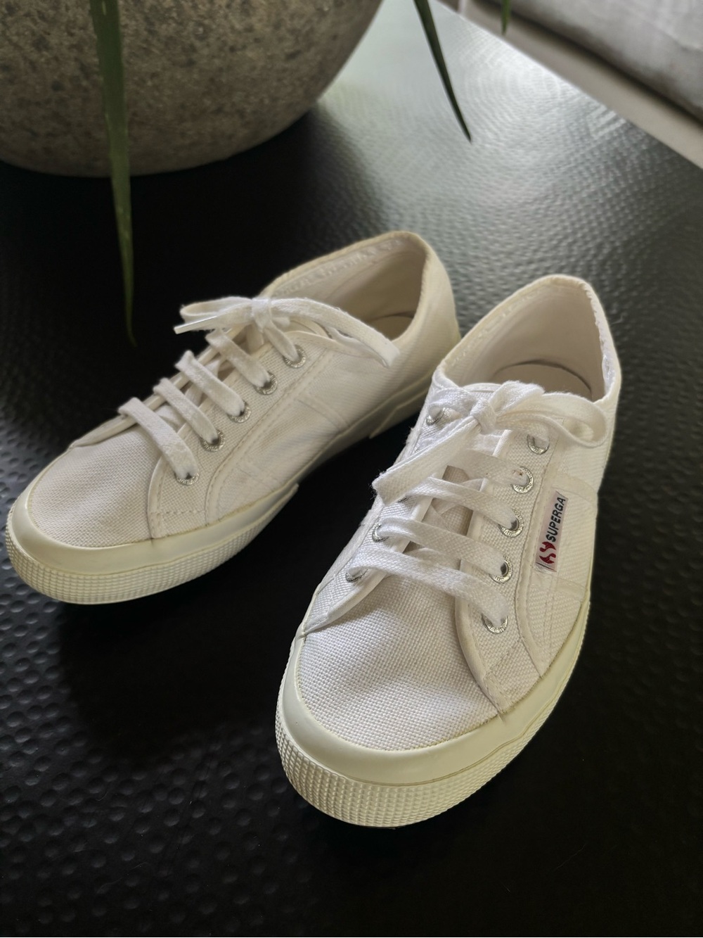 Superga White Low-Top Canvas Lace-Up Sneakers